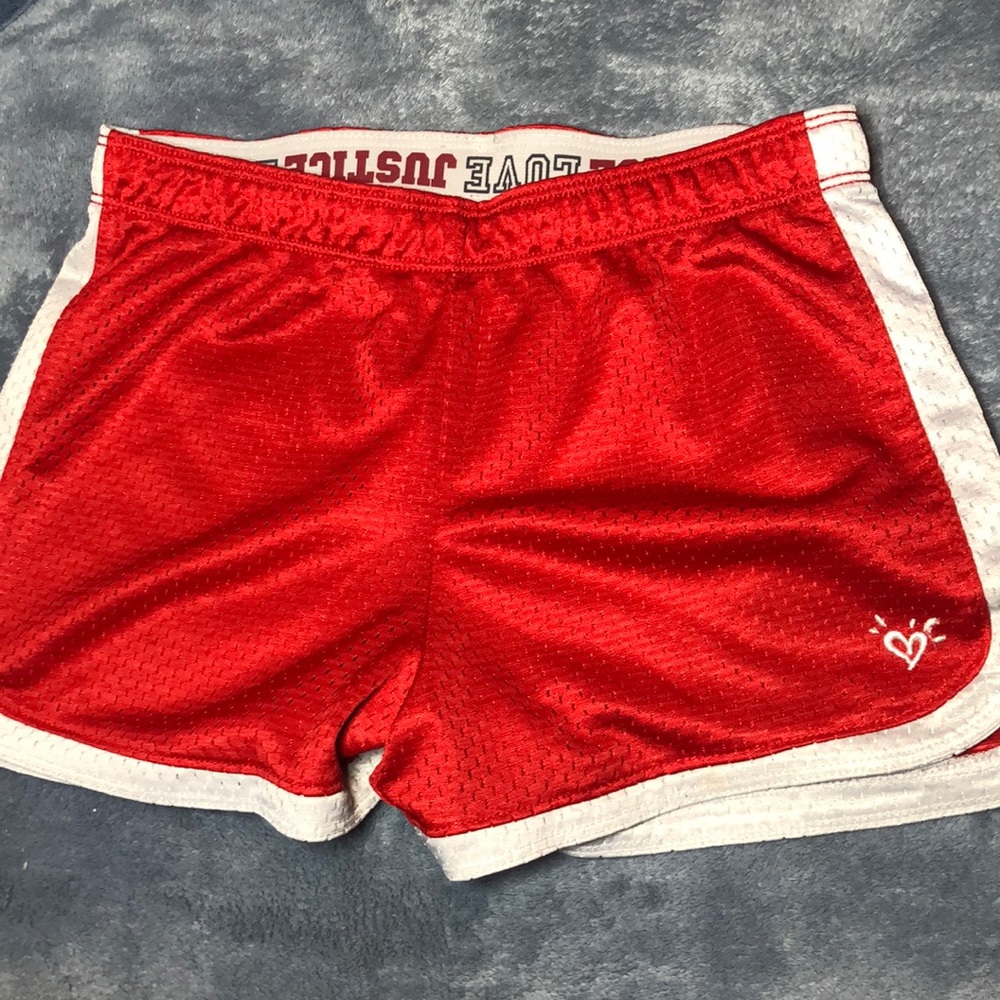 Red justice shorts